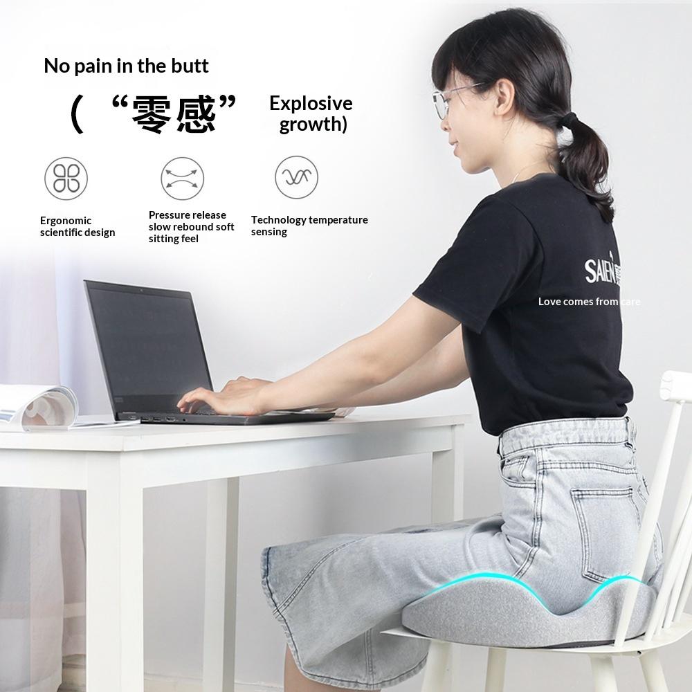 Memory Foam Seat Cushion Non-Slip & Breathable - Office Chair Cushion with Removable Washable Cover for Car Home Ack Pain Relief