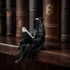 Fantasy Collection Display Gothic Shadow Reader Statue, Dark Style Mini Wizard Figurine, Matte Ornament Black Resin Sculpture for Home Office