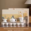 Xunyi Retro Wisteria White Porcelain 10-Piece Tea Set