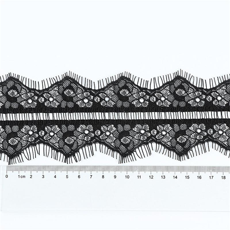 3 Meters/pack Width 8cm White Black Non Elastic Double Edge Lace Trim Eyelash French Lace