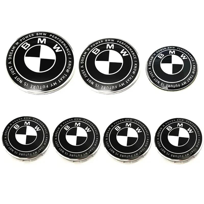 7Pcs 82mm 74mm 56mm 45mm Used For The 50th Anniversary Of BMW/new Black And White Badge ABS Badge For Wheel Rim And Hub Cap