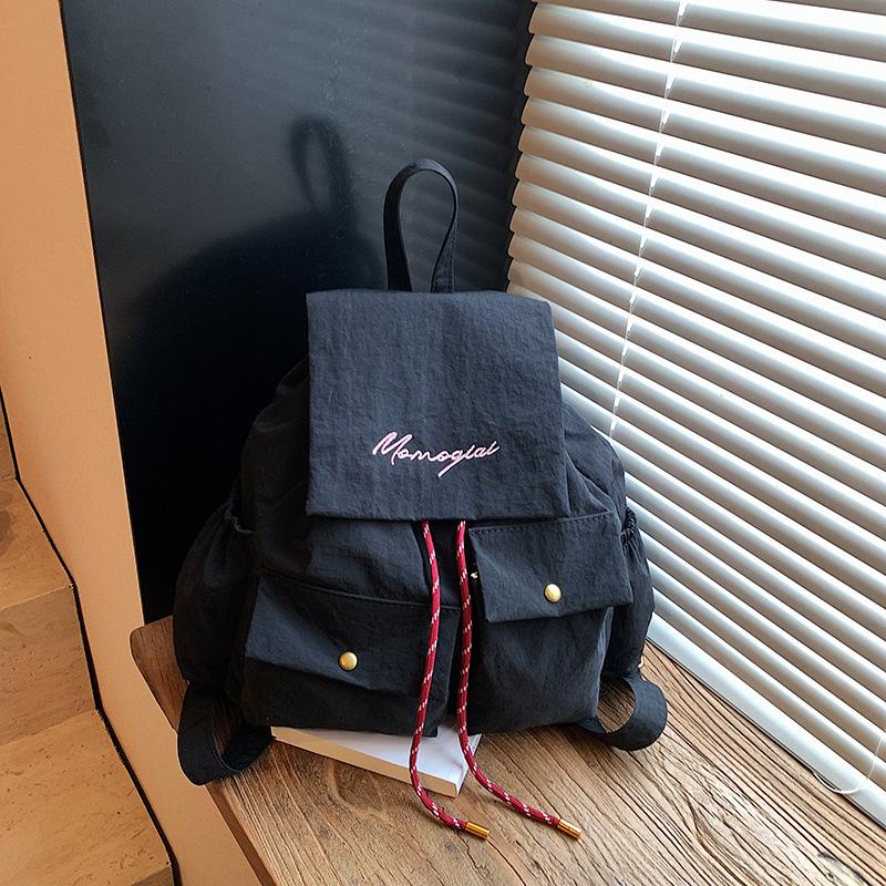 Casual multi-pocket backpack women's 2025 new large-capacity canvas short-distance travel backpack student school bag