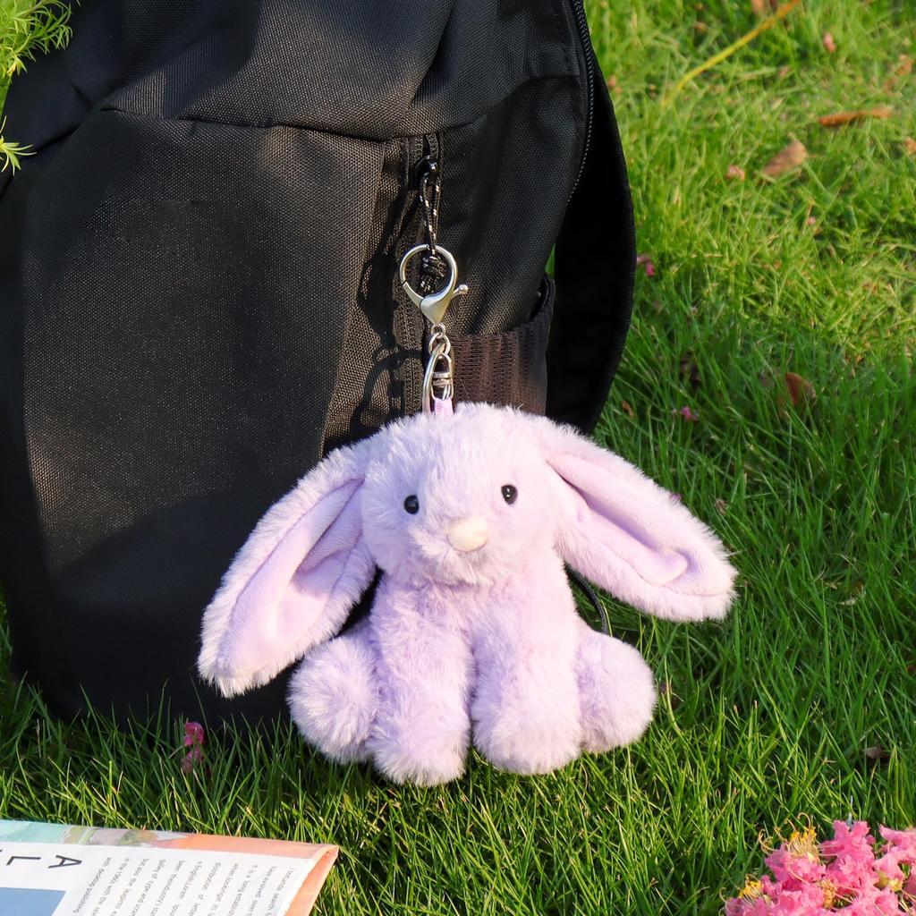 Apricot Lamb Purple Bunny Cute Soft Keychain Plush Perfect for Boys and Fits Kids Backpacks and 11cm Toy, Girls, Purses,