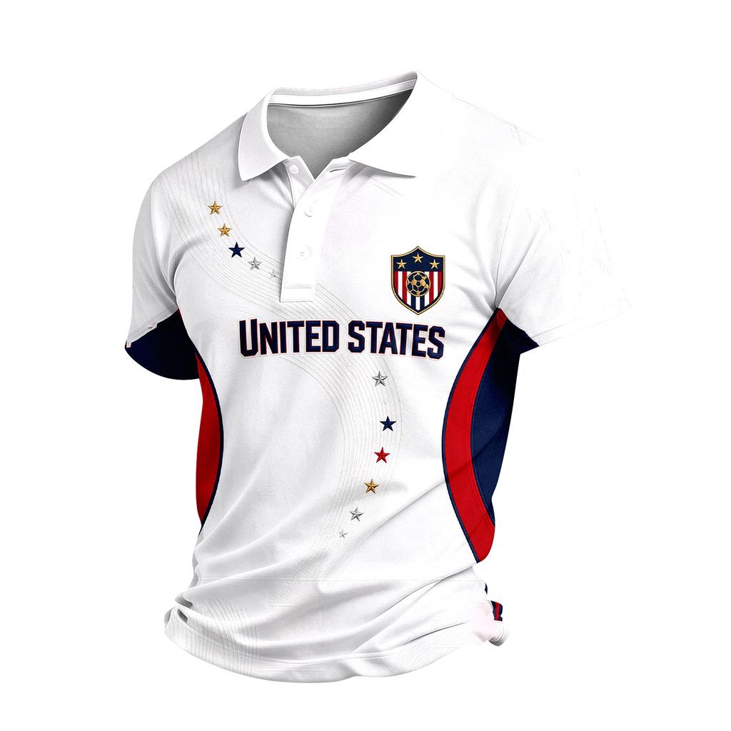 Men's USA Graphic Short Sleeve Shirt with Button Front Collar for Casual Everyday Wear