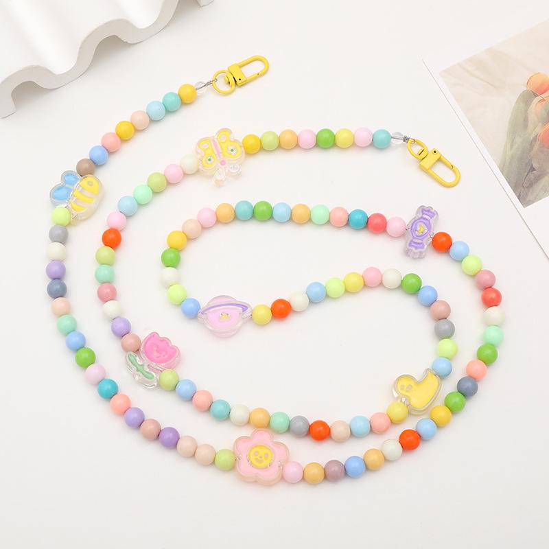Yi Lian Acrylic Beaded Phone Chain: Pearl Crossbody Strap Charm for Women