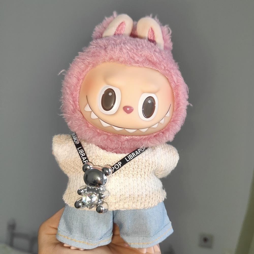 Doll Designer Clothes Suitable For V1/2/3 Labubu T-shirt Pants Little Bear Pendant 3PCS/Pack Cute Fashion Plush Doll Accessory