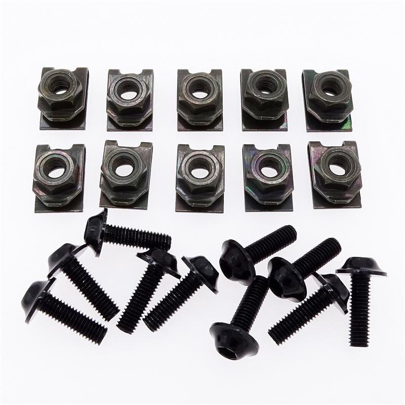 10 Pcs Aluminum Alloy Screw Bolt and U Type Clips with Nut M5 5mm for Motorcycle Scooter ATV Moped