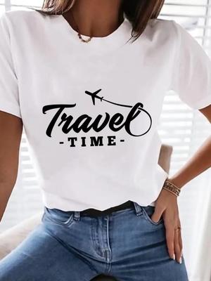 (Asian Size) Letter 90s Trend Women Clothing T Shirt Woman Top Fashion Female Short Sleeve Graphic T-shirts Print Tee