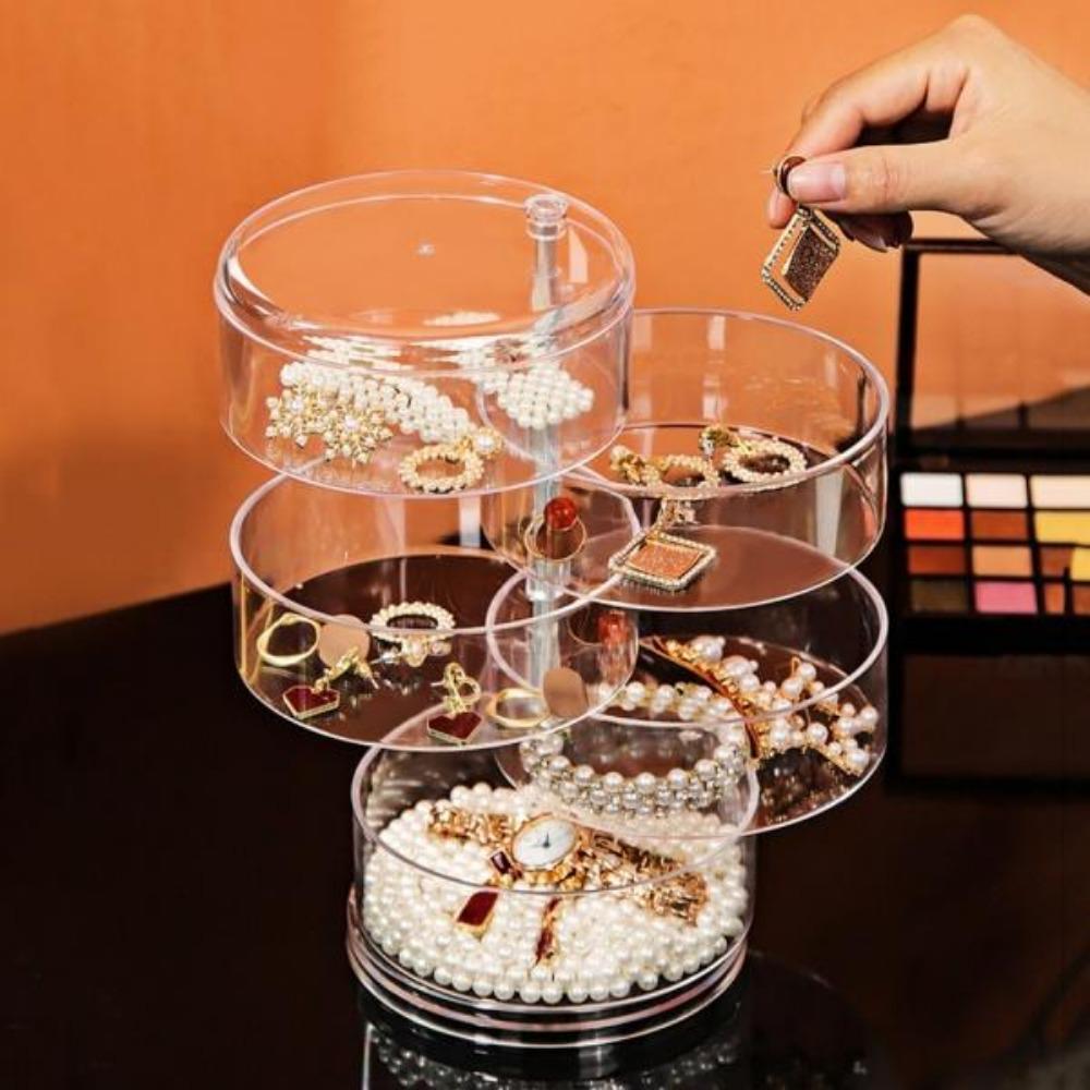 Women Jewelry Hair Accessories Storage Box Hair Tie Container Small Jewelry Box Multi-Layer Storage Box Hair Container Rotatable Storage Box Drawer