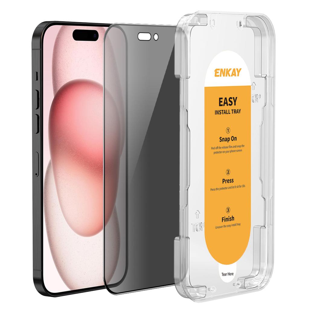 ENKAY HAT PRINCE For iPhone 16 Plus/15 Plus Anti-Spy Screen Protector Anti-Fingerprint Shield Film