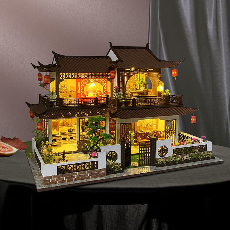 Diy Hut Antique Xixi Flower Room Wooden Hand-Assembled Building Large Villa Toy Creative Gift