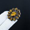 Natur Tigerauge Edelsteinring, 925 Sterlingsilber Ring, Geschenk für Sie, Ovaler Stein, Eleganter Handgefertigter Ring, Tigerauge Blume Silberring zum Verschenken