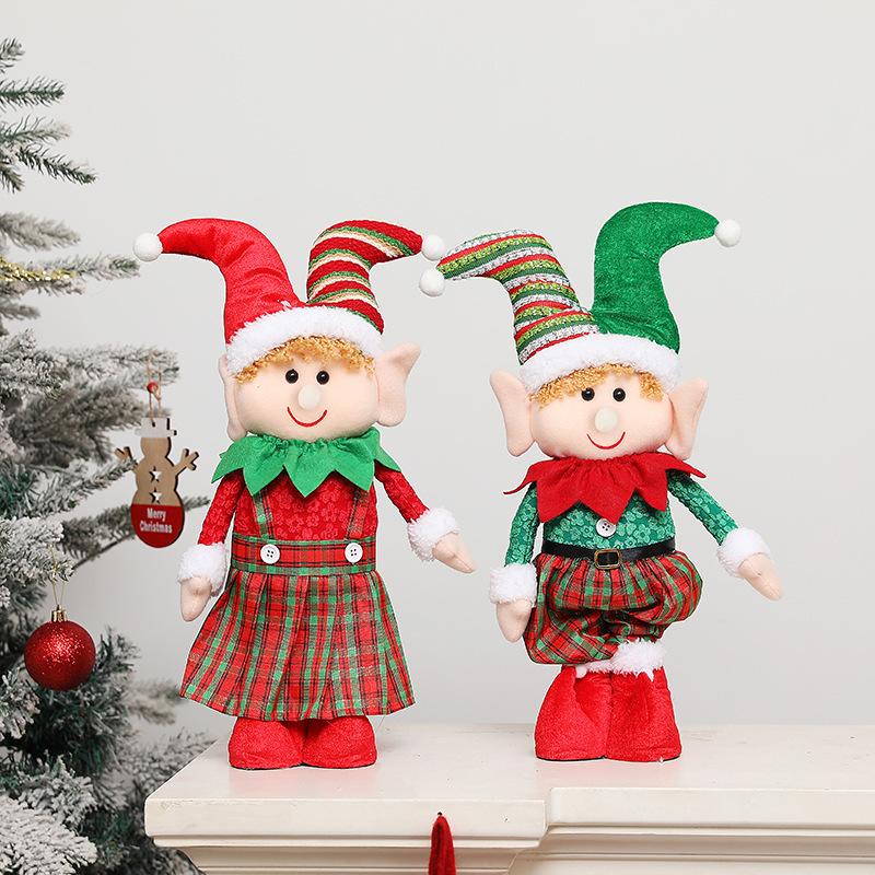 Christmas Decoration Elf Doll Christmas Gift Retractable Elf Doll Under The Christmas Tree Dress-up Props