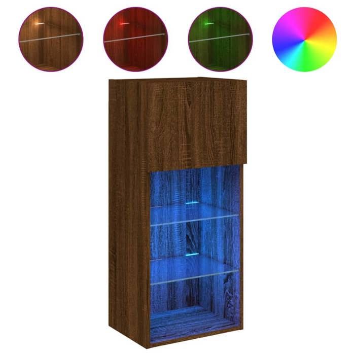 VidaXL Meuble TV avec Lumières LED, Armoire de Télévision Murale avec Rangement, Meuble Télé Suspendu Salon Salle de Séjour, 837055