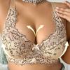 Women Vintage Floral Lace Deep V Push Up Lift Support Comfort Daily Wireless Bra