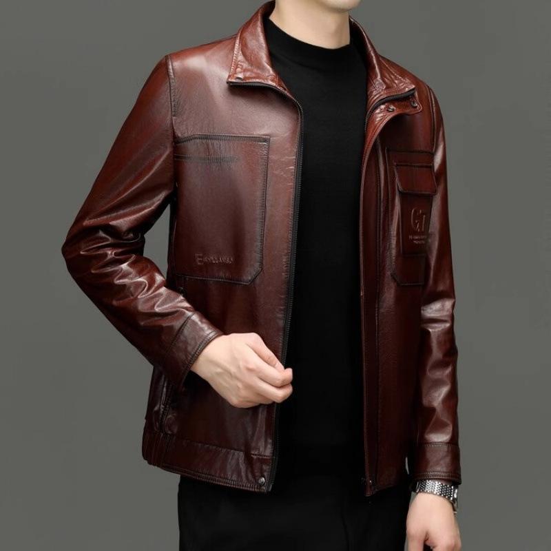 Autumn and winter leather leather jacket men's casual large size men's cowhide top leather motorcycle jacket men's