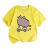 Cute Cartoon Cat Riding Scooter Print Kids 100% Cotton Crew Neck Short Sleeve T-Shirt, Unisex Boys Girls Casual Comfortable Lightweight Summer Basic T