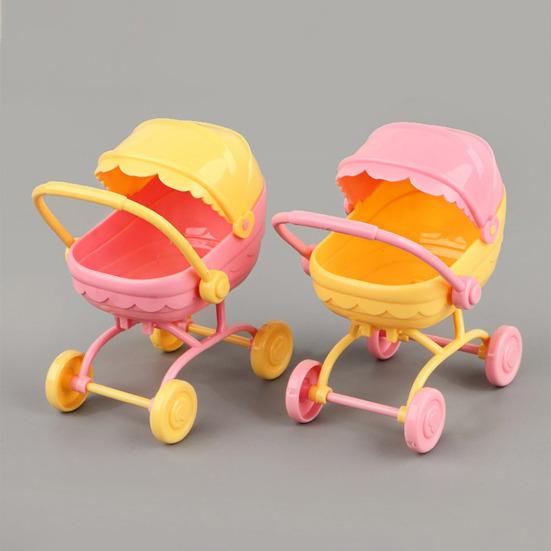 Mini Doll Stroller And High Chair Set for Dolls Realistic Baby Toy Stroller Lightweight Portable ABS Plastic Doll Accessories for Kids Imaginative