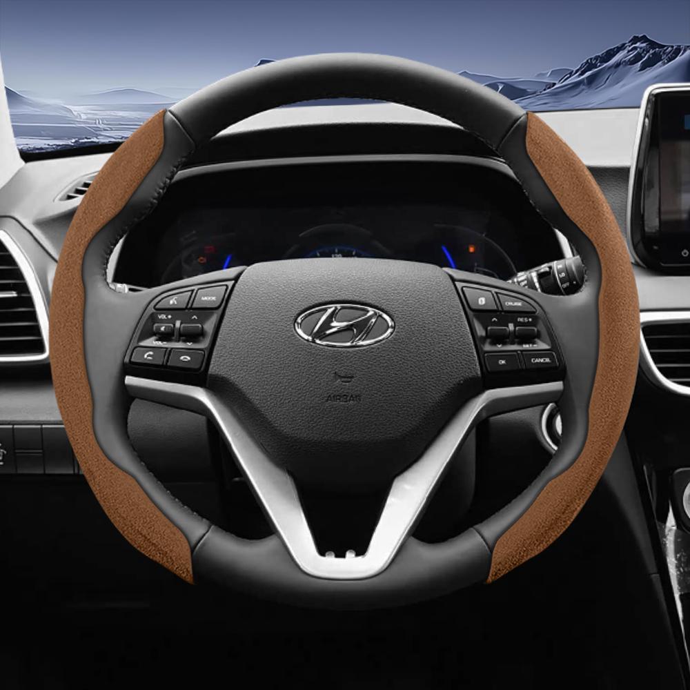 

Suitable for Hyundai Sport Suede Steering Wheel Cover with Split Snap-On Design for Tucson Elantra Avante I30 Sedan Alcazar Grand Creta I10 Kona
