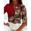 Fashion Women's Chain Flower Printed Shirt Women's Long Sleeve Tops Cotton Office Spring and Autumn Casual Loose Tops