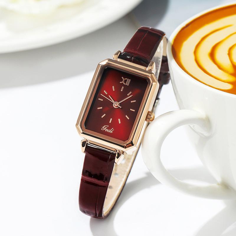 Gedi Womens Minimalist Leather Strap Quartz Watch With Water Resistance For Elegant Office Wear
