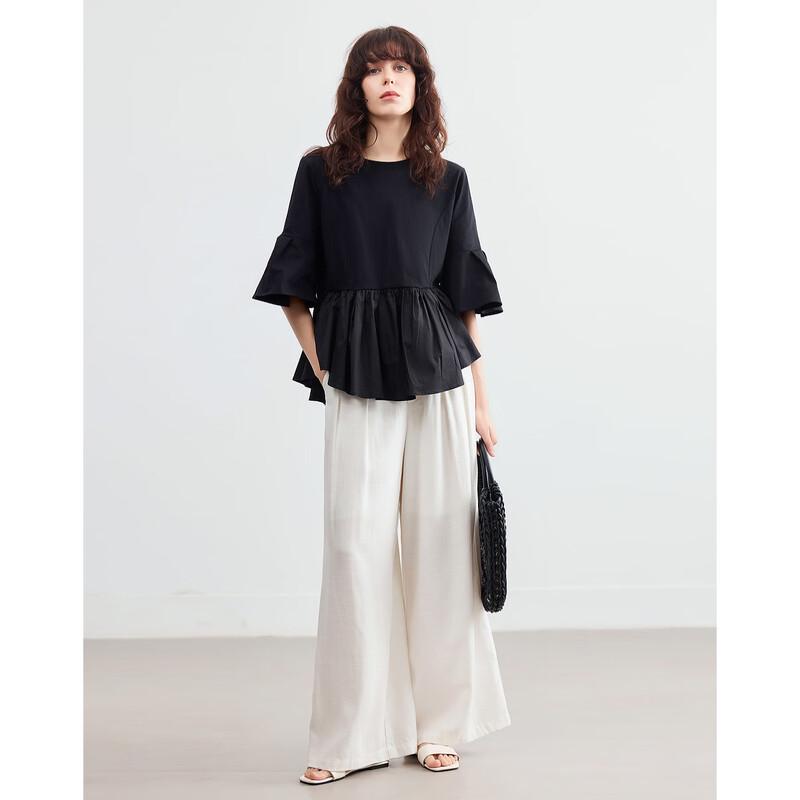 Demana Women s Spliced Half-Sleeve Cotton T-Shirt L