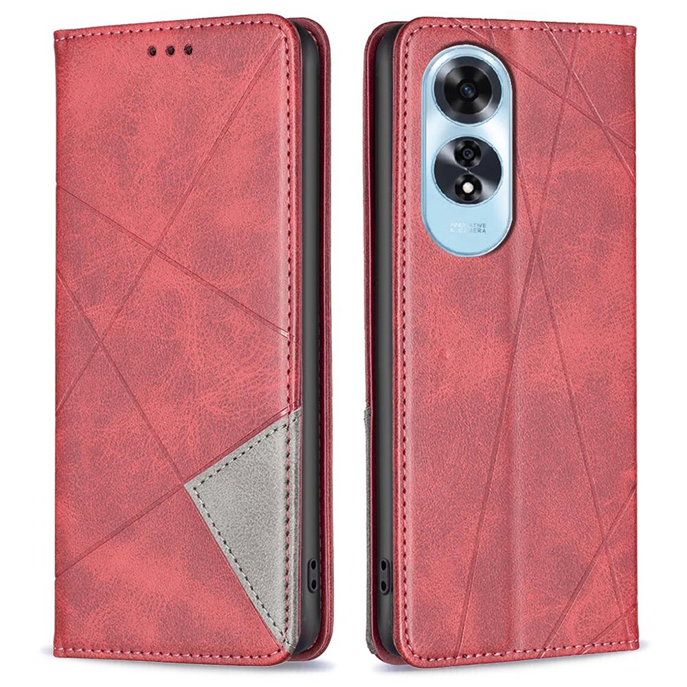 Für Oppo A60 4G Hülle Stoßfestes PU-Leder Rautenmuster Handyhülle mit Kartenfächern