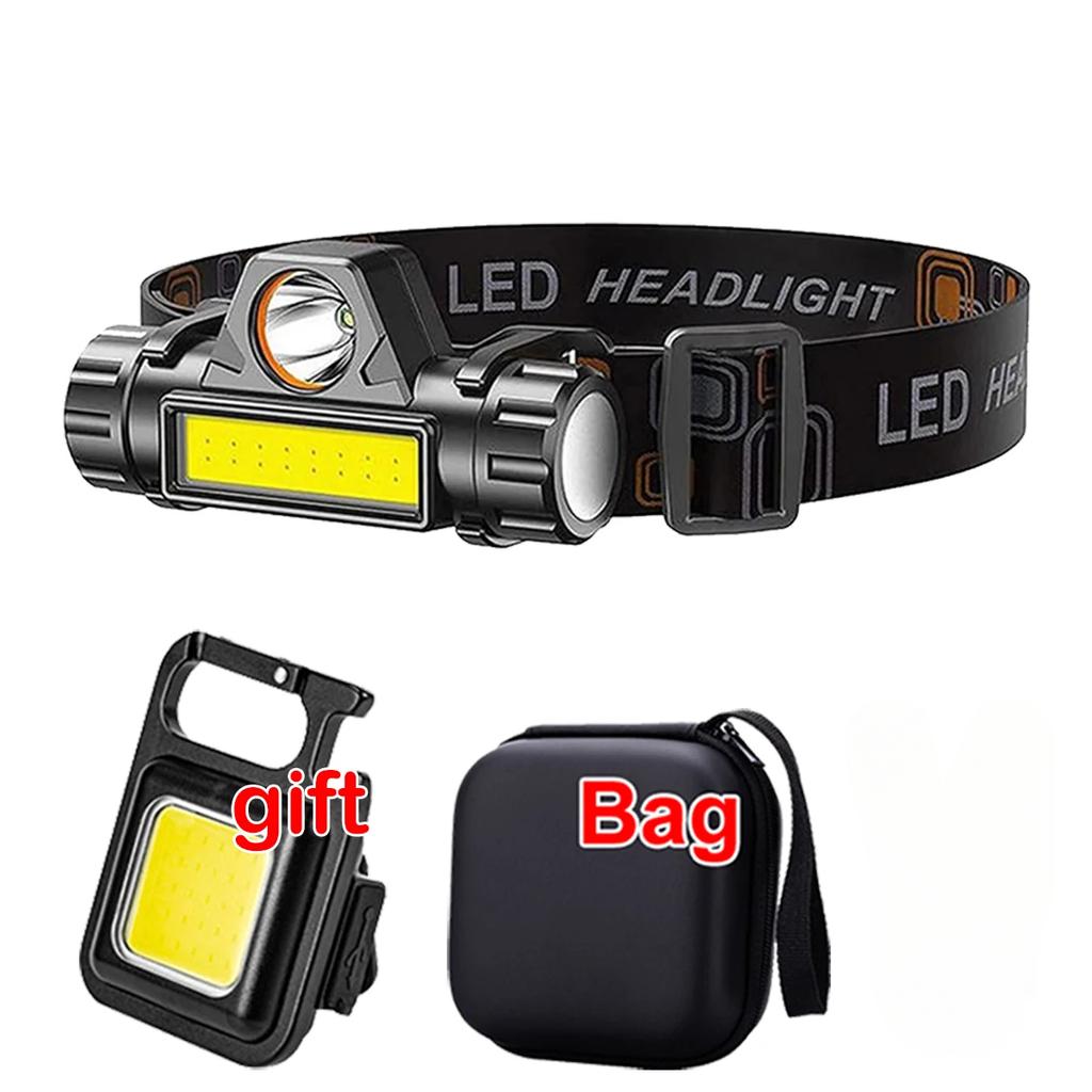 1-5PCS COB LED recarregável farol forte magnético poderoso farol super brilhante à prova d'água lanterna de cabeça para pesca ao ar livre