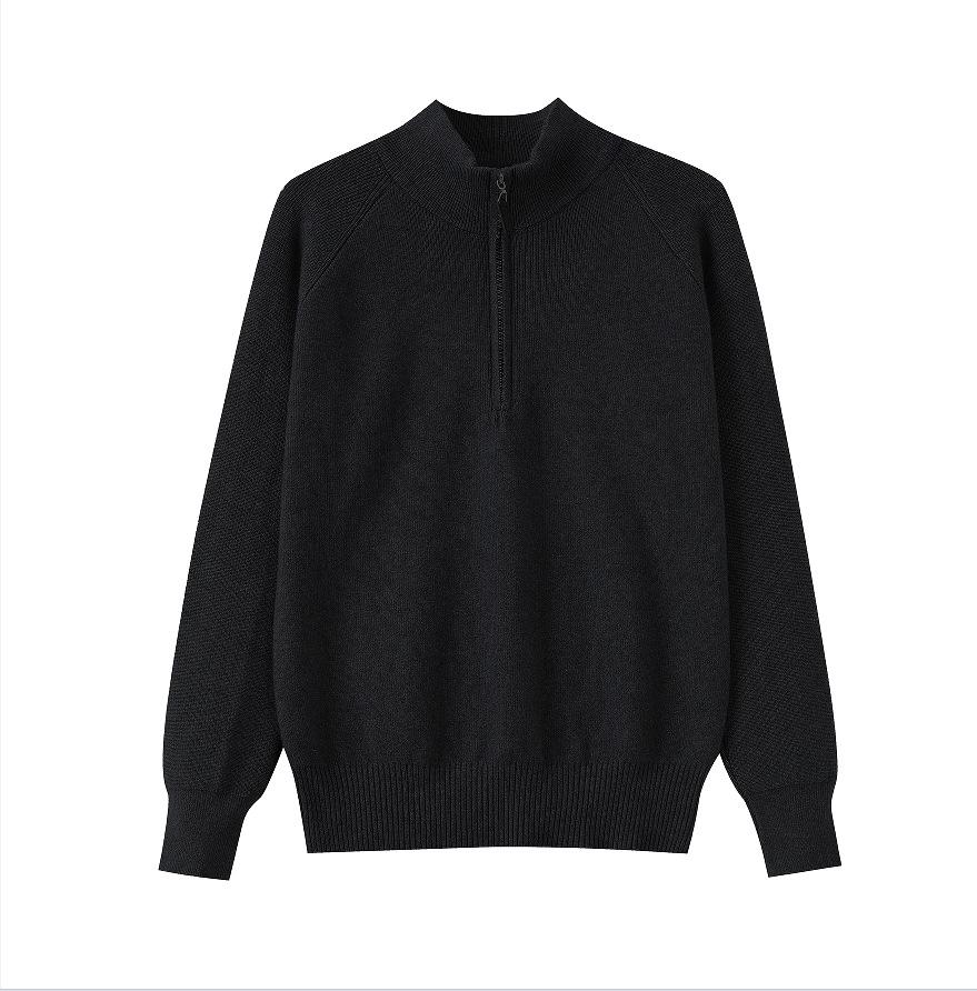 Women's Chic High Neck Half Zip Knit Sweater - Fashionable and Versatile for Autumn/Winter