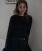 DEHEVE Hairy Flare Sleeve Knit [Black]