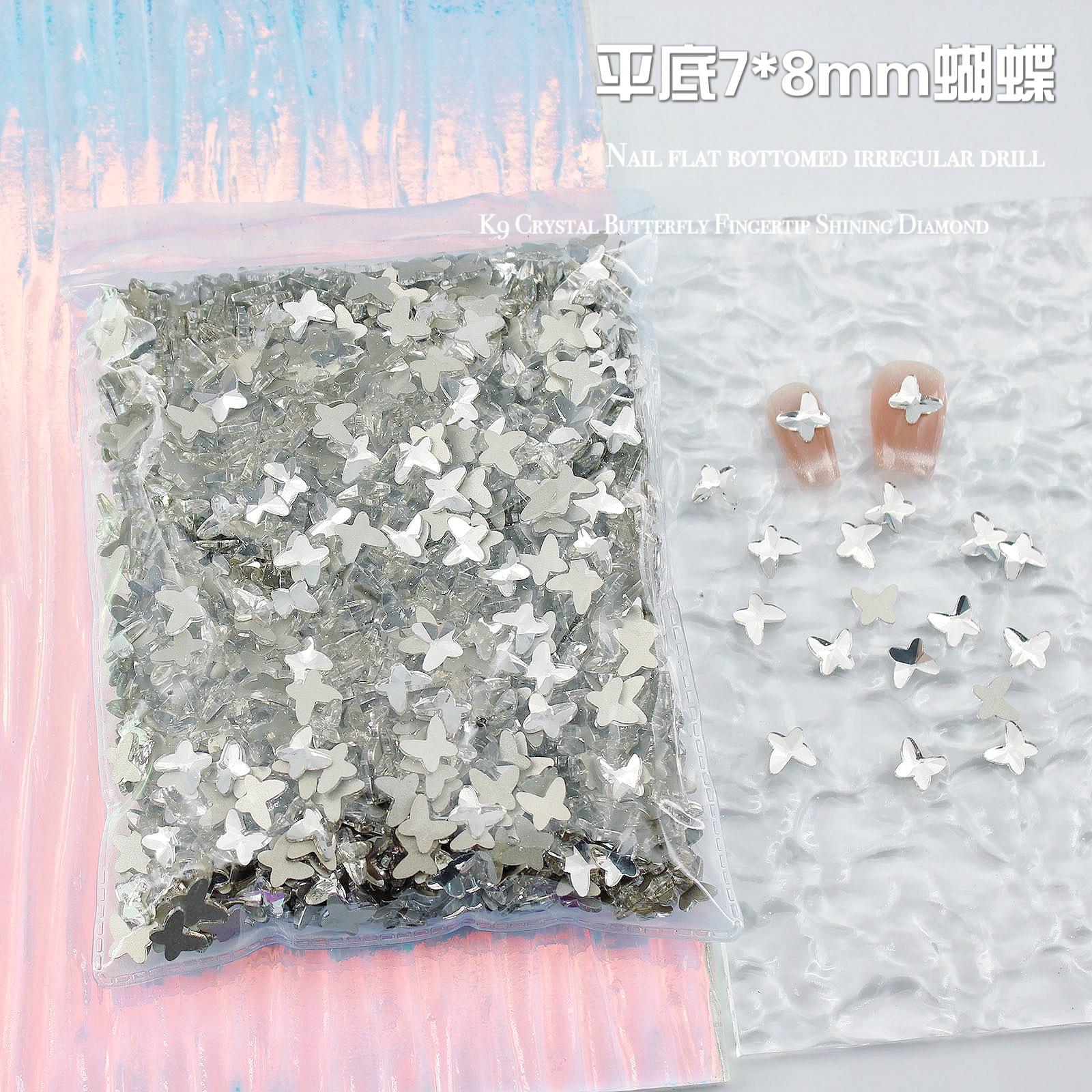 

Аксессуары для нейл-арта с бриллиантами, плоское дно, специальная форма, алмаз Хуацзы, 7 * 8 мм, крылья бабочки, аксессуары для нейл-арта, аксессуары для ногтей 100pcs/bag