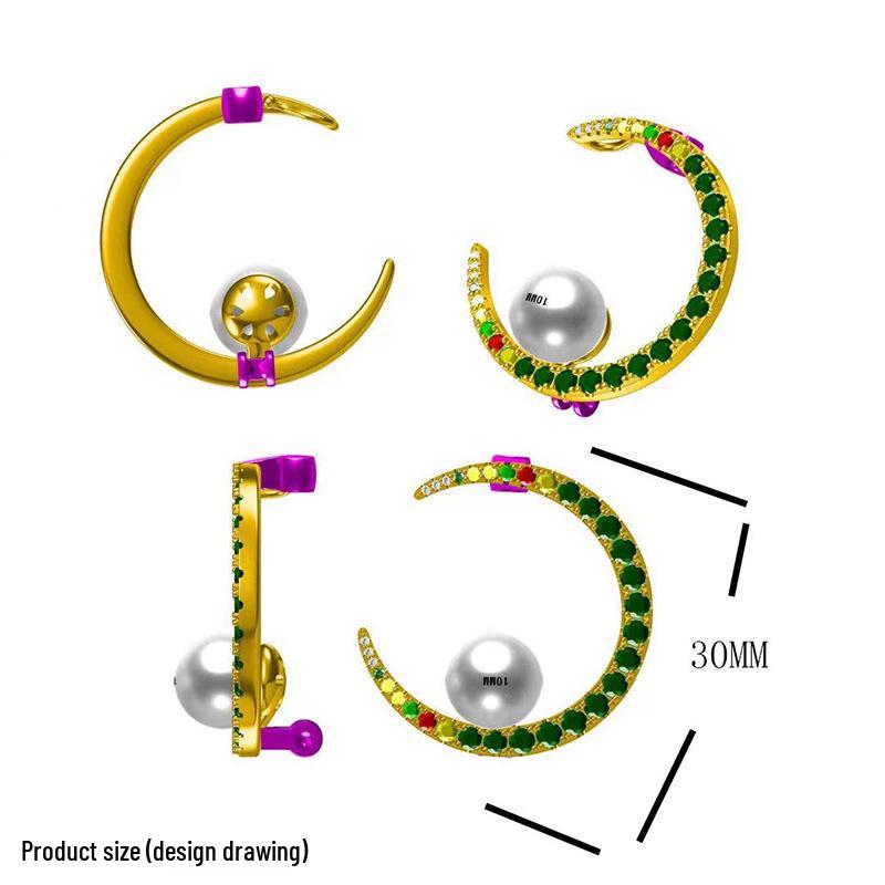 Retro Crescent Moon Pearl Brooch: Versatile DIY Corsage Pin