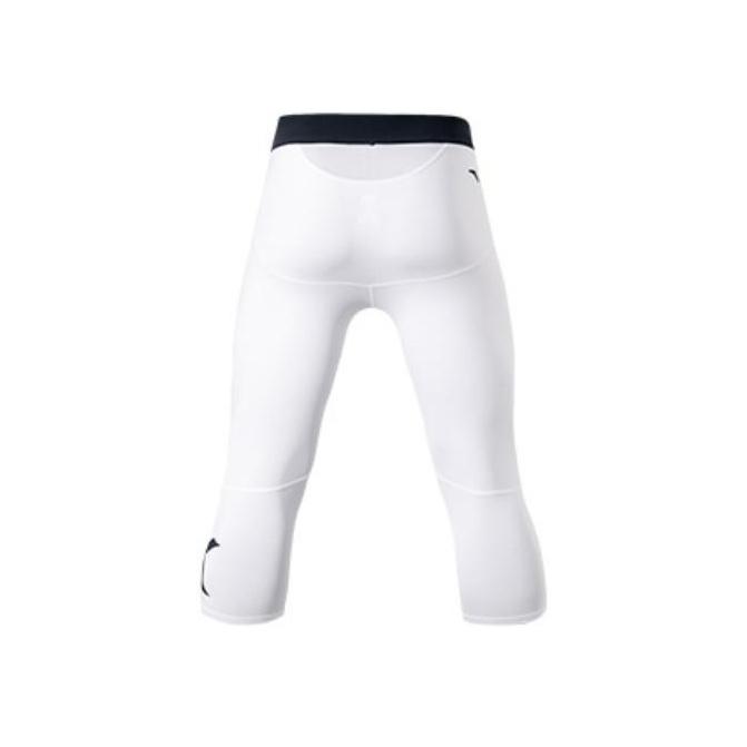 Anta Basketball Series FW22 Solid Color Logo Print High Waist Tight Fitness Pants Men bottoms White 952231301-1
