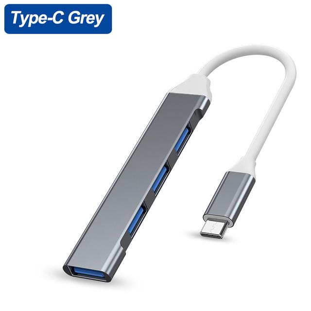 Hub USB 3.0 de 4 puertos Hub de puerto USB Divisor Tipo C de alta velocidad 5 Gbps Para accesorios de ordenador PC HUB multipuerto 4 puertos USB 3.0 2.0