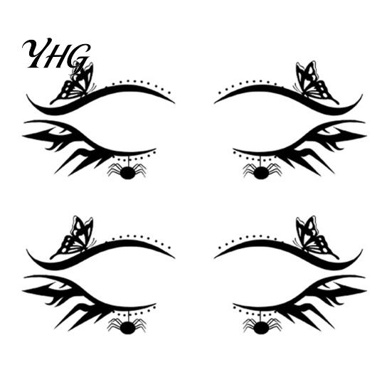 Waterproof Cosplay Makeup Transfers 2 Pairs Halloween Eye Tattoo Stickers, Temporary Face Decals with Quick Art for Novices Pumpkin Bat Spider