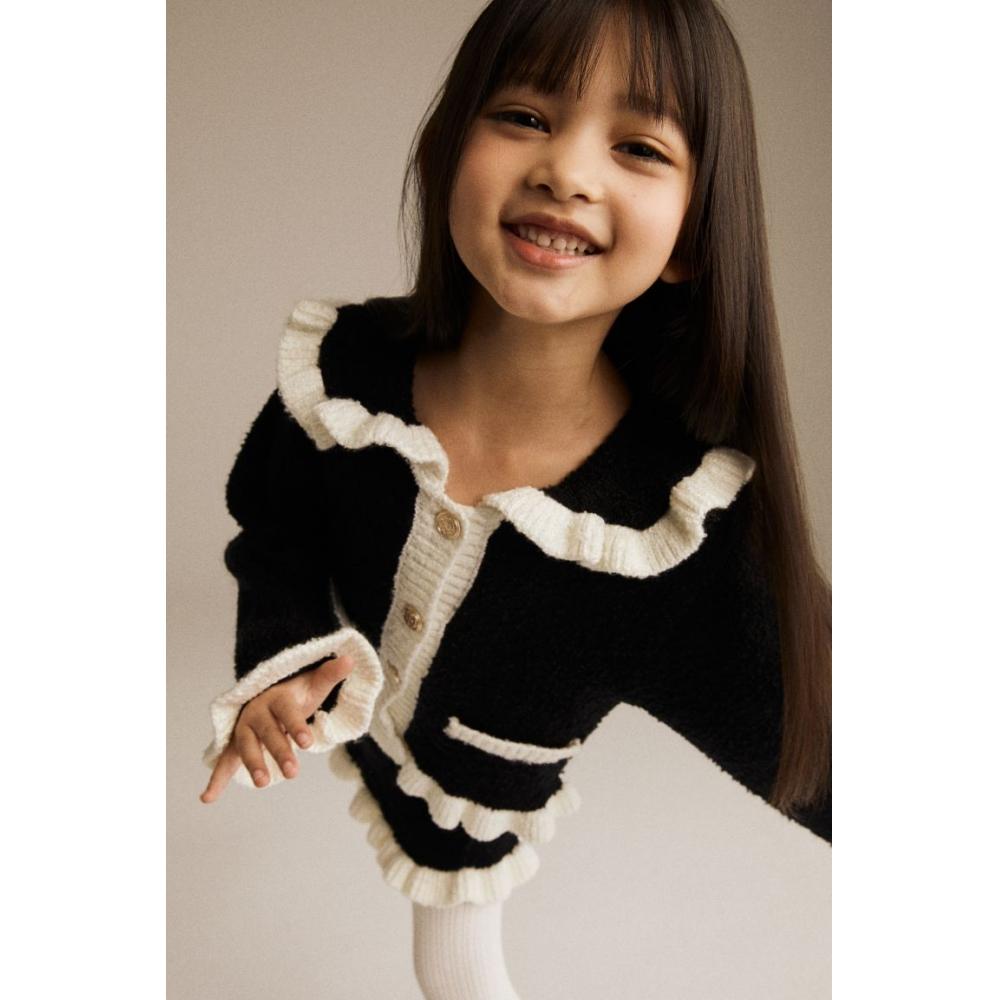 

Кардиган с оборками HM черно-белый