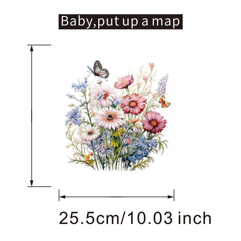 Bathroom Toilet Flower Stickers Minimalist Butterfly Flower Pattern Self-Adhesive Paintings For Bathroom Living Decorations