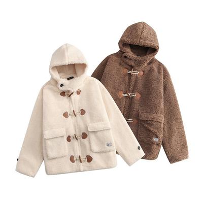 Oversized Fleece-Lined Hooded Winter Jacket Men Women Warm Thick Cotton Coat Casual Loose Fit