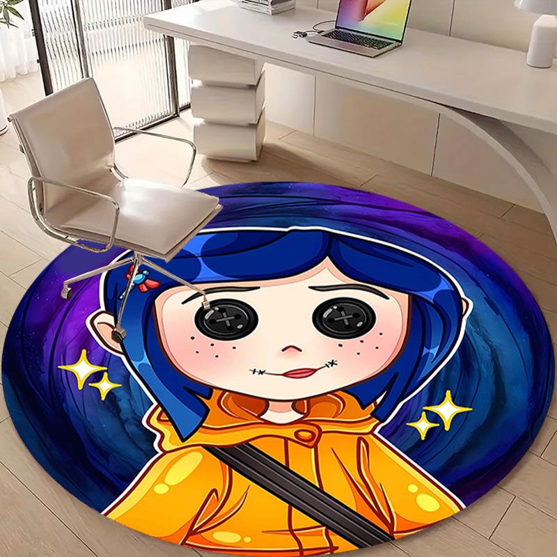 1pc Coraline Design Printed Area Round Carpet for Bedroom Living Room Home Decor Rugs Mat Non Slip Mat Rug for Bedside