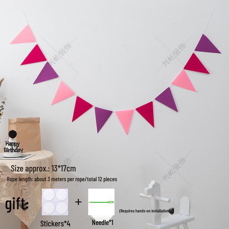 Yellow-Green Felt Pennant Bunting for Kids' Birthday or Kindergarten Decor