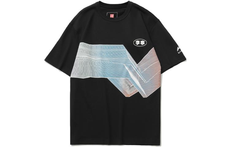 Men's Li-Ning Sports Fashion Collection T-Shirts Men's Black Crew Neck Moderate Straight Fit
