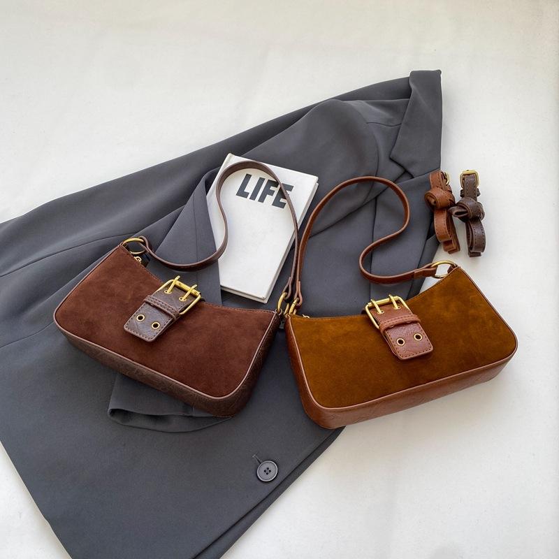 Autumn and Winter Retro Solid Color Bag New Casual Fashion Single Shoulder Women Commuting Small Square Bag Underarm Bag
