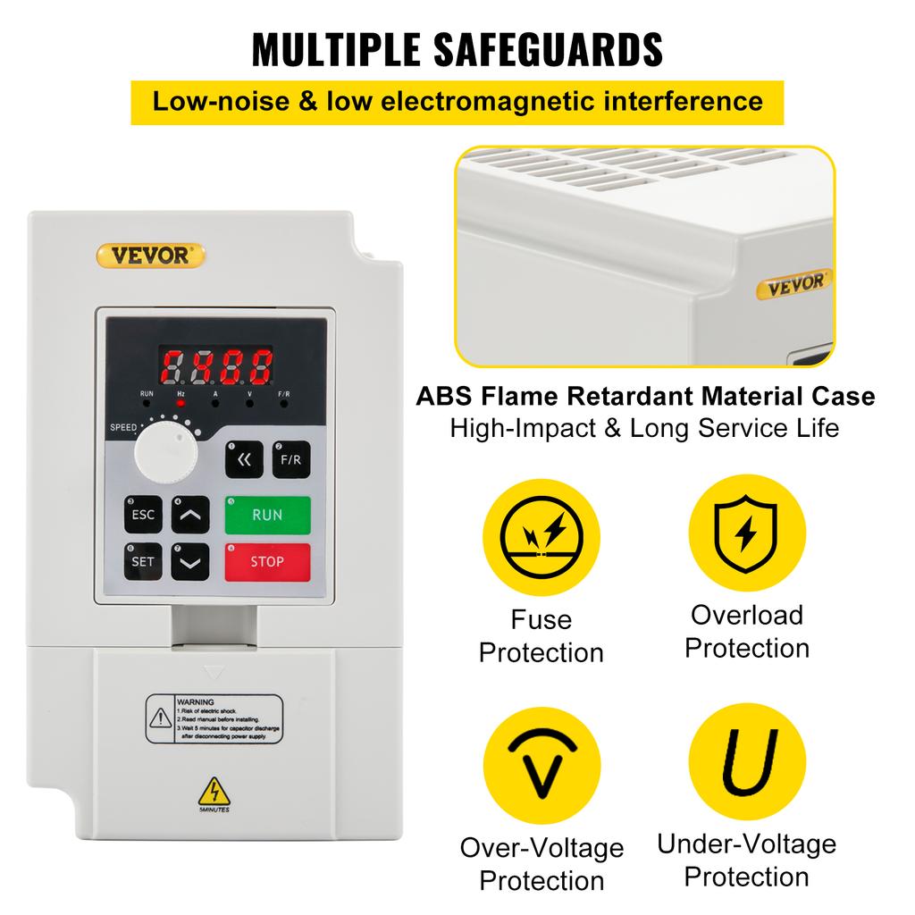 SucceBuy 2.2/3/4/7.5KW VFD Frequency Inverter 110V/220V 1/3P Input 3P Output Variable Frequency Drive CNC Motor Converter