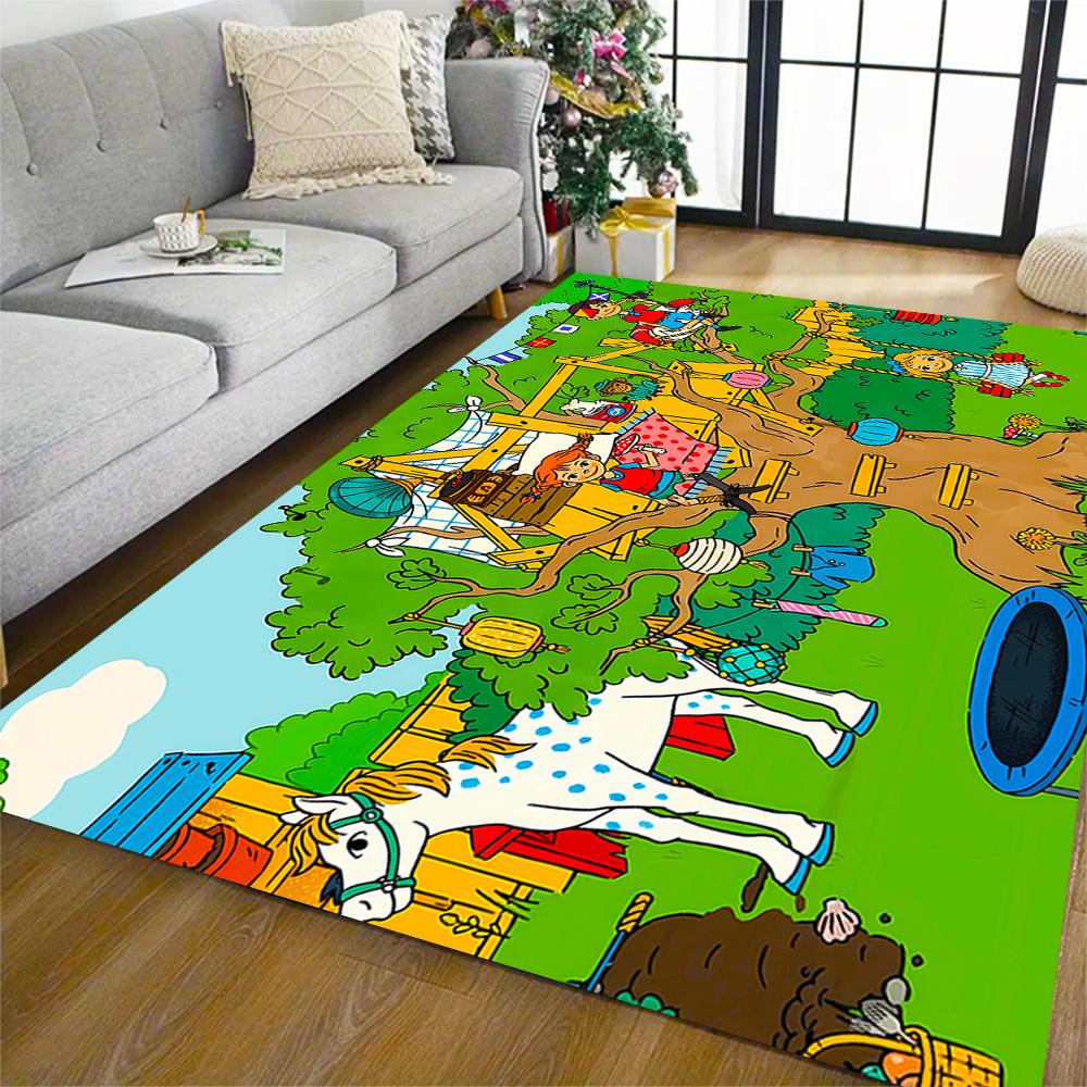 Knight Castle Treehouse Swing Themed Antislip Durable Polyester Home Decorative Large Size Logo Design Durable Floor Mat For Living Room Restaurant