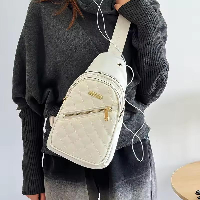 Minimalist Large-Capacity Women's Chest Bag Multi-Layer Embroidered Frt Backpack Casual Outdoor Crossbody Bag for Girls