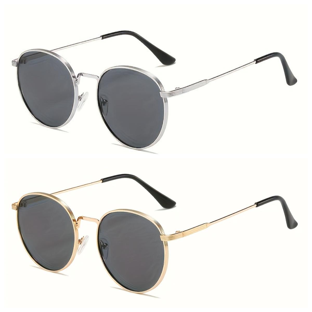 

2pcs Retro round frame fashionable glasses lightweight stylish and durable glasses for men and women