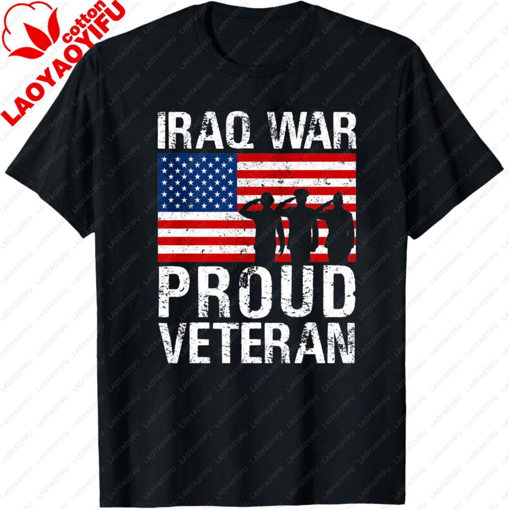 Proud Iraq Veteran Unisex Shirt Veteran Gift for Military Vet Unisex Women Combat Tops Unisex Clothes Summer Short Sleeve Tees