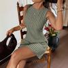 Summer New Style Striped Lace Dress for Women - Retro Fitted A-line Long Dress