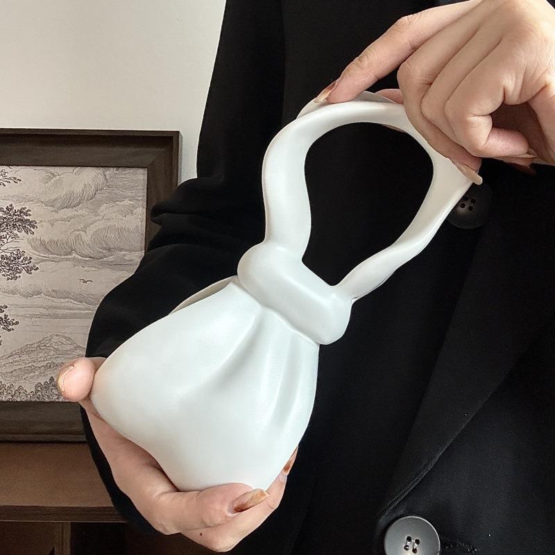 Wind Bow Shape Ceramic Cup Design Sense Color Glaze Girls Gift High Value Couple Cup