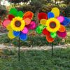 Dwuwarstwowy Kolorowy Wiatrak Słonecznikowy Dzieci DIY Zabawki na Zewnątrz Ogród Podwórko Dekoracja